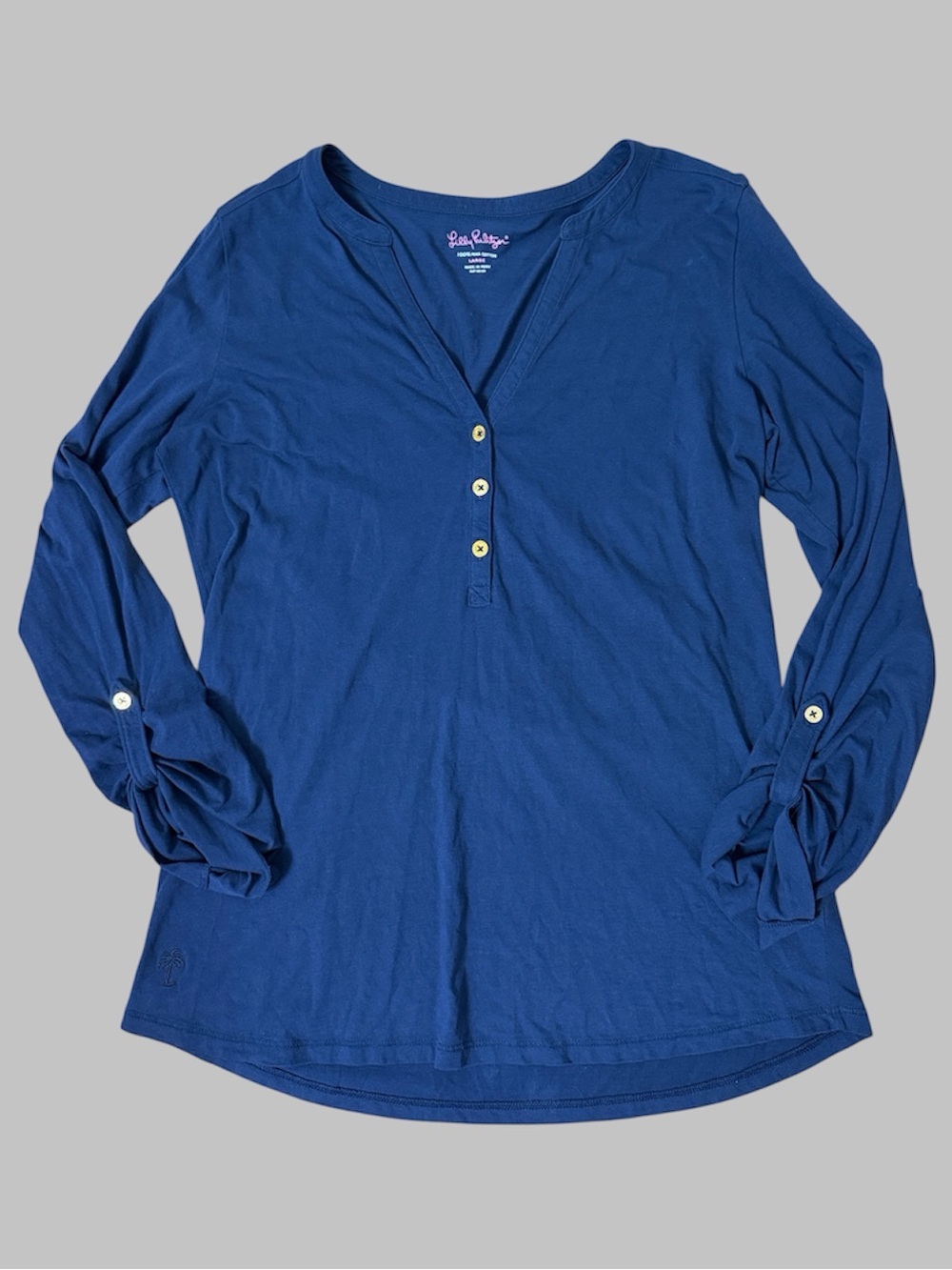 Lilly Pulitzer 100% Pima Cotton Long-Sleeve Henley Top